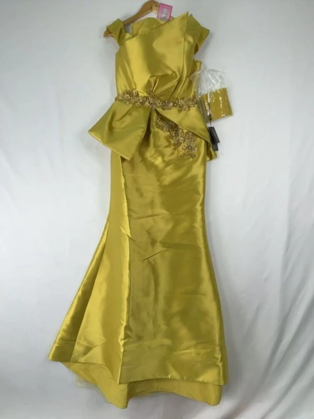 Terani Couture Mustard Yellow Satin Mikaido Mermaid Gown - Picture 1 of 13